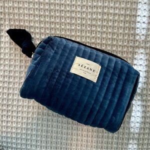 Sézane Blue Velvet Beauty Pouch